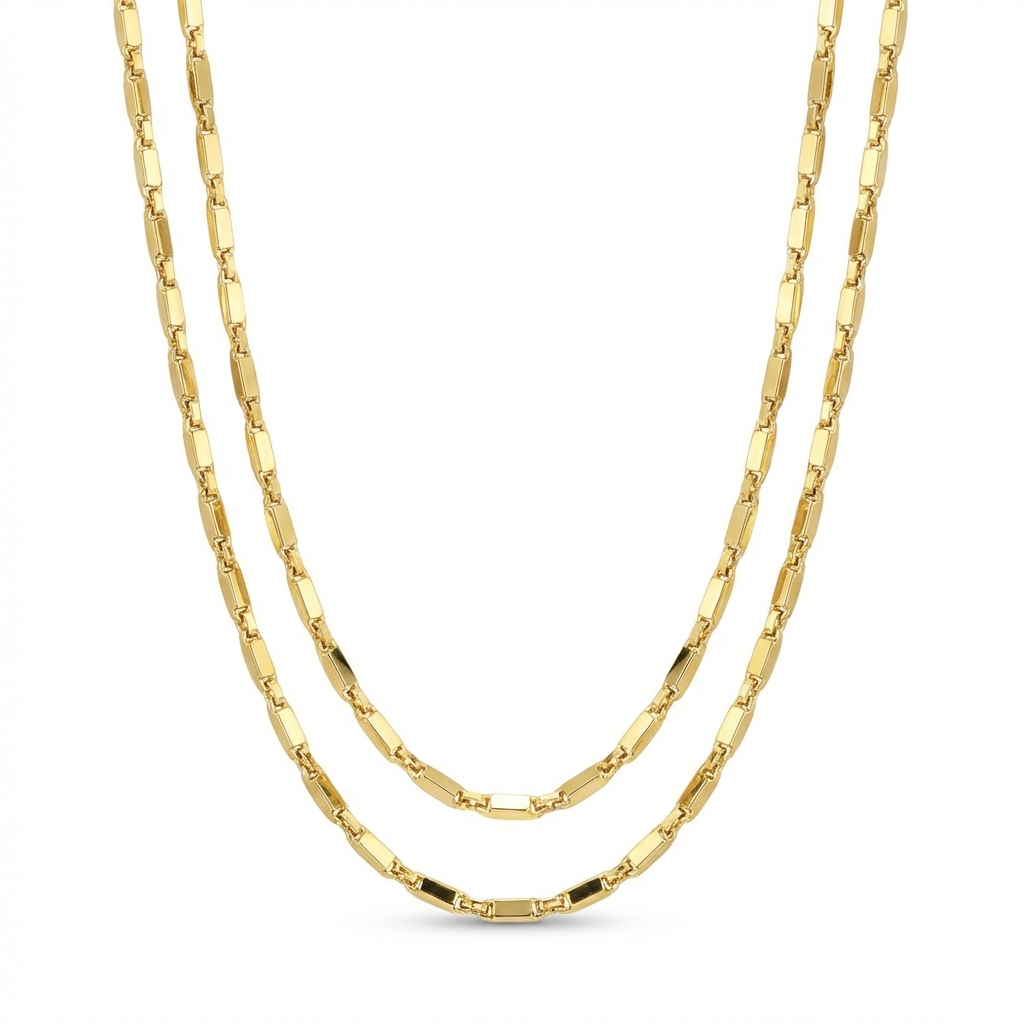 שרשרת 14K זהב צהוב תיבות חיתוך יהלום