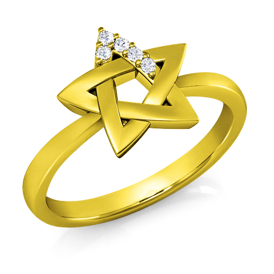 טבעת מגן דויד מזהב ויהלומים