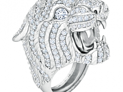 טבעת יהלומים בעיצוב נמר 