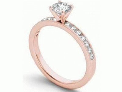 טבעת זהב אדום ויהלומים מהבורסה