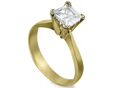 טבעת זהב זהוב לאירוסין יהלום מרובע פרינסס