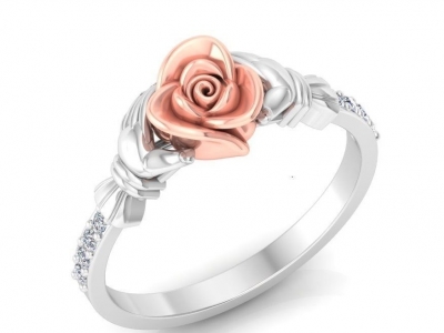 טבעת זהב ויהלומים בעיצוב פרח