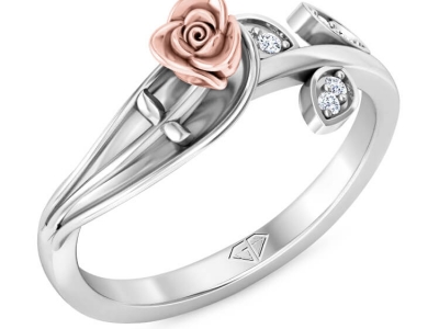 טבעת זהב ויהלומים בעיצוב וינטג' עם פרח