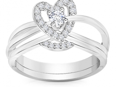 טבעת לב יהלומים 