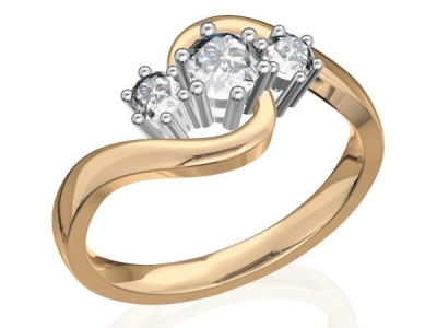 טבעת אירוסין 3 יהלומים