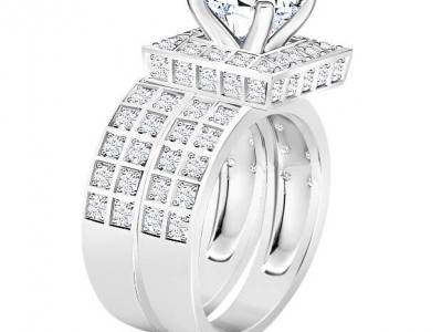 טבעת אירוסין מרובעת,יהלום שסביבו יהלומים