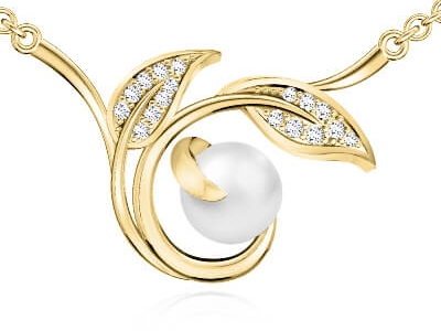 תליון פנינה זהב ויהלומים