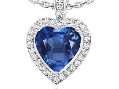 תליון לב אבן חן יקרה ספיר