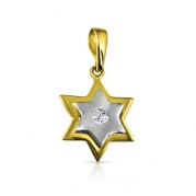 תליוני מגן דוד תליון מגן דוד בשני צבעי זהב ויהלום