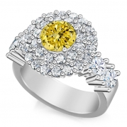 טבעת יהלומים יוקרתית וגדולה יהלום מרכזי - FANCY YELLOW DIAMOND