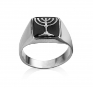 טבעת מנורה מכסף ואמייל