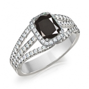 טבעת יהלומים יוקרתית יהלום שחור מרובע 1 קארט Black Diamonds