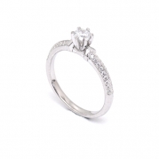 טבעת יהלום 0.25 קראט משובץ בפרח 6 שיניים - "UNIVERSE"