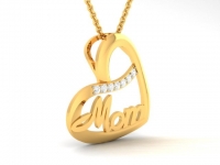 תליון יהלומים MOM בעיצוב לב- מתנה לאמא וליולדת